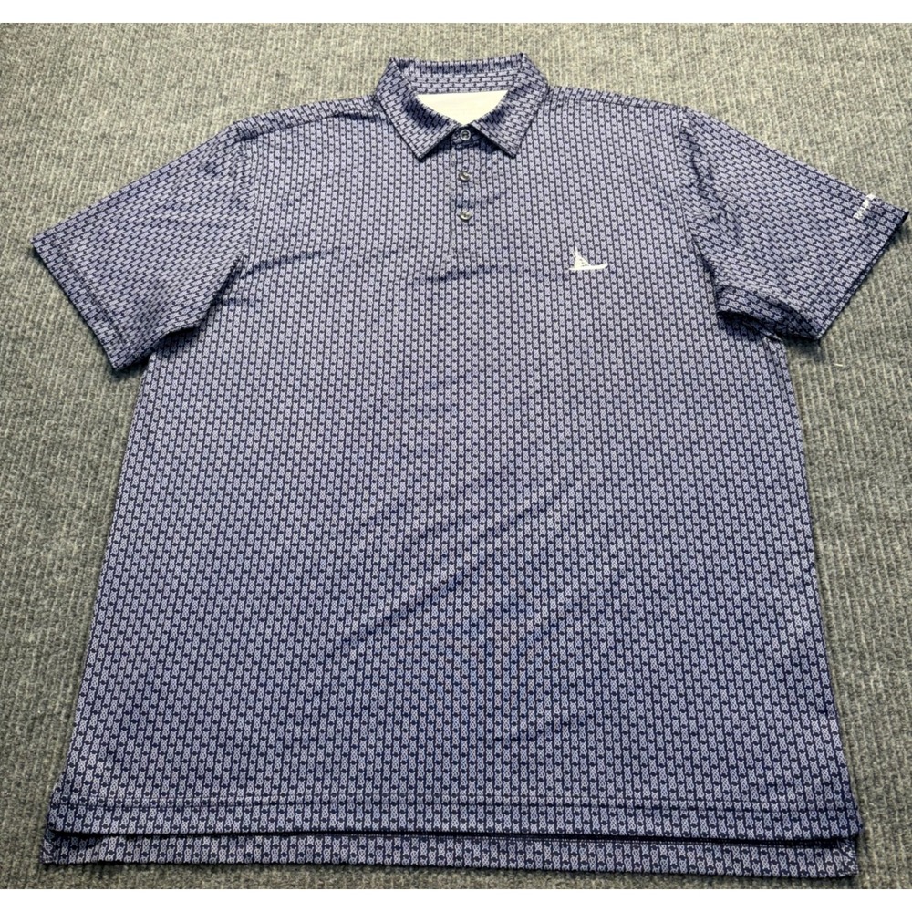 Vineyard Vines On The Go Sankaty Polo Mens L Navy Palm Beach Geometric Print